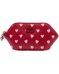 Ganni - Accessoires ,Rood ,Katoen Bou Portemonnee Met Stippen - Lyst