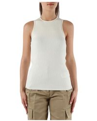 Calvin Klein - Top in viscosa con dettagli logo - Lyst