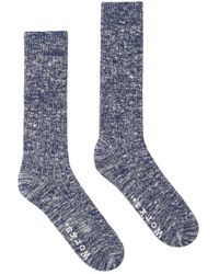 Universal Works - Ondergoed ,Blauw ,Bruiloft Sokken - Lyst