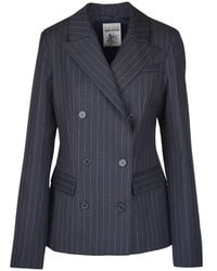 Semicouture - Jassen ,Grijs ,Wol Herminia Blazer Met Knoopsluiting - Lyst