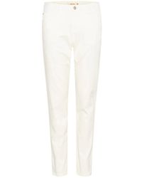 Cream - Broeken ,Wit ,Witte Twill Broek Straight Leg - Lyst