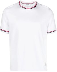 Thom Browne - T-shirt e polo bianche con logo 4bar - Lyst