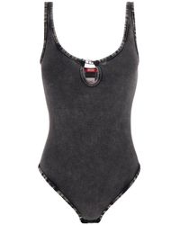 DIESEL - Tops ,Grijs ,Katoen Ribbed Bodysuit - Lyst