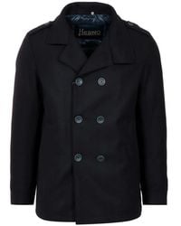 Herno - Jassen ,Blauw ,Wol Double-Breasted Jas - Lyst