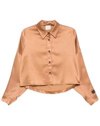Alysi - Overhemden ,Oranje ,Katoen Cropped Shirt - Lyst