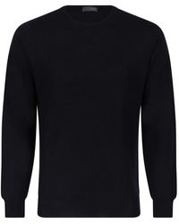 Drumohr - Truien & Vesten ,Blauw ,Wol Trui Met Ronde Hals - Lyst