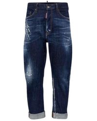 DSquared² - Jeans ,Blauw ,Katoen Ripped Straight Leg Jeans - Lyst