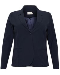 Kaffe - Jassen ,Blauw ,Polyester Midnight Marine Blazer Met V-Hals - Lyst
