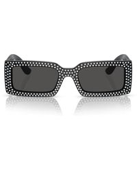Dolce & Gabbana - Occhiali da sole geometrici rettangolari in acetato nero - Lyst