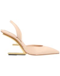Fendi - Diagonale F-Vormige Hak Leren Slingbacks - Lyst