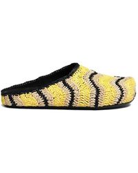 Marni - Schoenen ,Veelkleurig ,Fussbett Sabot Raffia Slip-On Sandalen - Lyst