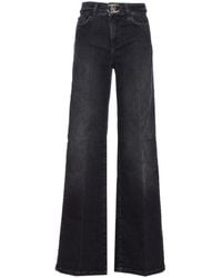 Liu Jo - Zwarte Denim Flare Jeans Met Hoge Taille - Lyst