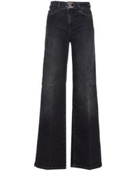 Liu Jo - Zwarte Denim Flare Jeans Met Hoge Taille - Lyst