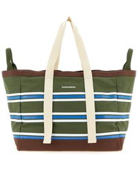 DSquared² - D2 College Gestreepte Katoenen Canvas Shopper - Lyst
