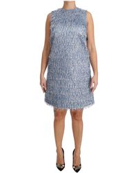 Dolce & Gabbana - Vestido fringe shift gown azul claro - Lyst