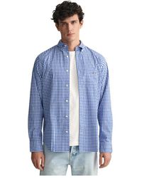 GANT - Overhemden ,Blauw ,Katoen Regular Fit Geruit Vichy Overhemd - Lyst