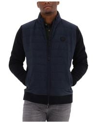 Scotch & Soda - Jassen ,Blauw ,Gewatteerde Jas Gebreide Mouw Rugpaneel - Lyst