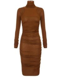 Elisabetta Franchi - Ruched Turtleneck Dress - Lyst