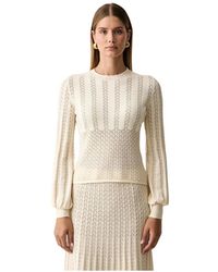 Twinset - Rundhals-Strickpullover Mit Lochmuster - Lyst