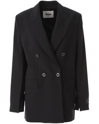 MSGM - Jassen ,Zwart ,Wol Double Breast Jacket - Lyst