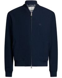 Etro - Jassen ,Blauw ,Katoen Cotton Bomberjack Met Pegaso-Borduursel - Lyst