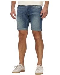 Pure Path - Korte Broeken ,Blauw ,Katoen The Steve Skinny Fit Short - Lyst