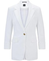 HUGO - Jassen ,Wit ,Linnen Moderne Linnen Jas Regular Fit Wit - Lyst