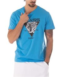 Just Cavalli - Tops ,Blauw ,Katoen Logo T-Shirt - Lyst