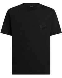 Etro - Tops ,Zwart ,Katoen T-Shirt Met Ronde Hals - Lyst