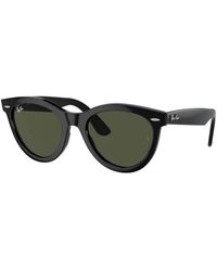 Ray-Ban - Zwarte Frame Groene Lens Zonnebril - Lyst