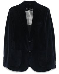 Circolo 1901 - Jassen ,Blauw ,Katoen Velours Jas Met Revers - Lyst