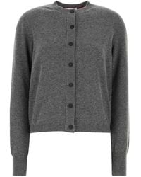 Ferragamo - Truien & Vesten ,Grijs ,Kasjmier Donkergrijze Stretch Kasjmier Blend Cardigan - Lyst