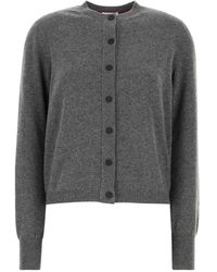 Ferragamo - Truien & Vesten ,Grijs ,Kasjmier Donkergrijze Stretch Kasjmier Blend Cardigan - Lyst