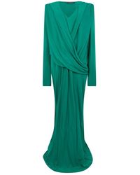 Alberta Ferretti - Kleedjes ,Groen ,Lange Jurk Met V-Hals - Lyst