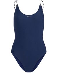 KARL LAGERFELD - Badmode ,Blauw ,Signature Nautisk Badpak - Lyst