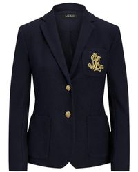 Ralph Lauren - Jassen ,Blauw ,Leer Verfijnde Jacquard Blazer - Lyst