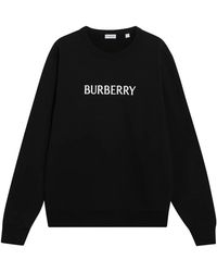 Burberry - Hoodies & Sweatvesten ,Zwart ,Katoen Logo Katoenen Sweatshirt - Lyst