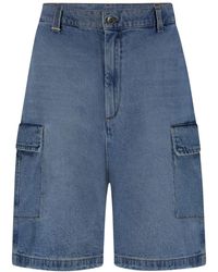 flâneur - Korte Broeken ,Blauw ,Denim Blauwe Denim Cargo Shorts - Lyst