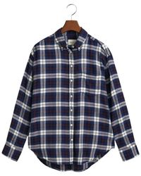 GANT - Overhemden ,Blauw ,Katoen Regular Fit Poplin Overhemd - Lyst