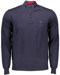 Harmont & Blaine - Camicia di lana blu con ricamo e logo - Lyst