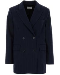 THE NINA STUDIO - Jassen ,Blauw ,Leer Double-Breasted Blazer - Lyst