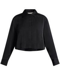 Michael Kors - Overhemden ,Zwart ,Satijn Korte Satijnen Blouse - Lyst