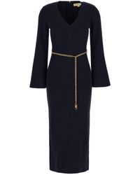 Michael Kors - Wollen Midi-Jurk Met Riem - Lyst