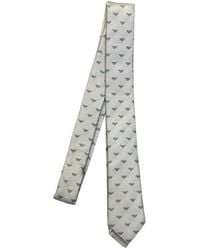 Emporio Armani - Seiden graue krawatte mit blauem adler logo - Lyst