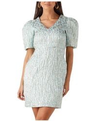 Freebird by Steven - Groene Daantje Mini Jurk - Lyst