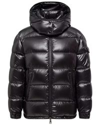 Moncler - Jassen ,Zwart ,Leer Down Jacket - Lyst