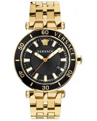 Versace - Greca sport orologio quarzo oro nero - Lyst