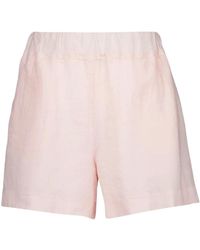120% Lino - Korte Broeken ,Roze ,Linnen Roze Linnen Casual Shorts - Lyst