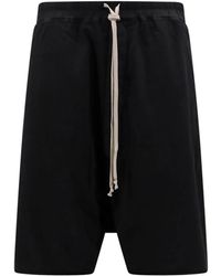 Rick Owens - Schwarze shorts mit elastischem bund - Lyst