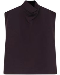 Alaïa - Overhemden ,Paars ,Poplin Top Met Hoge Hals - Lyst
